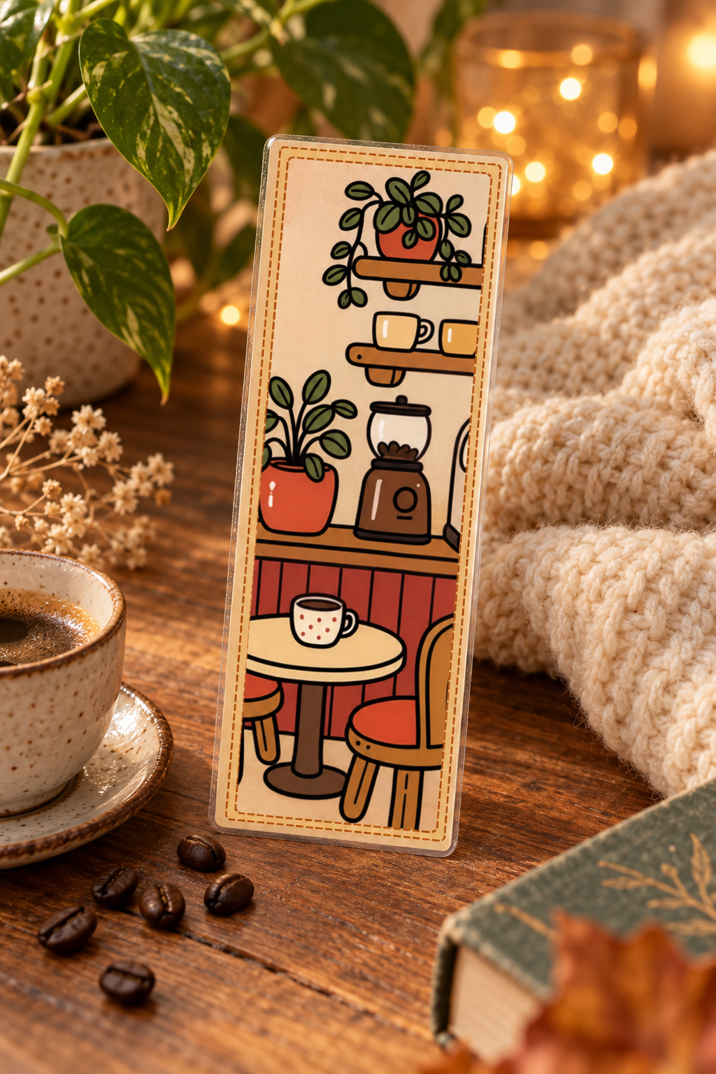Marque-pages Chat d’automne – Lecture cosy Ninimagine