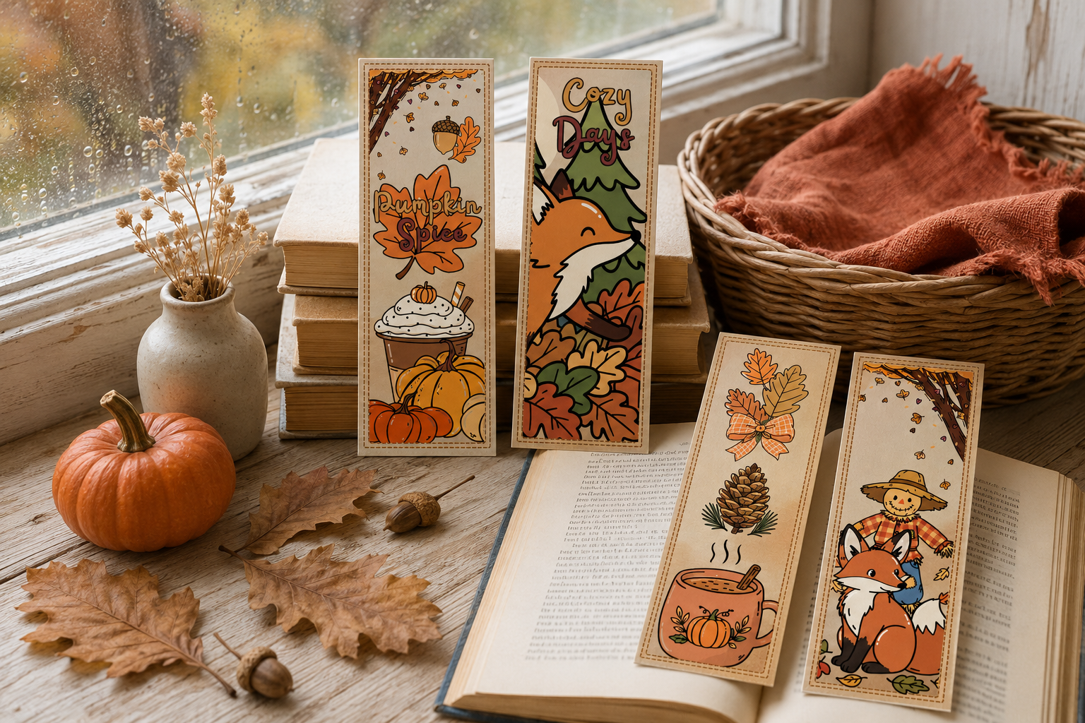 Marque-pages d’automne – Lecture cosy Ninimagine