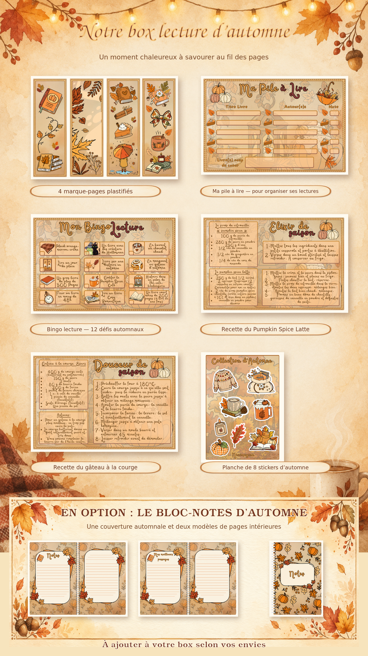 Box Lecture d’Automne – Marque-pages, stickers Ninimagine