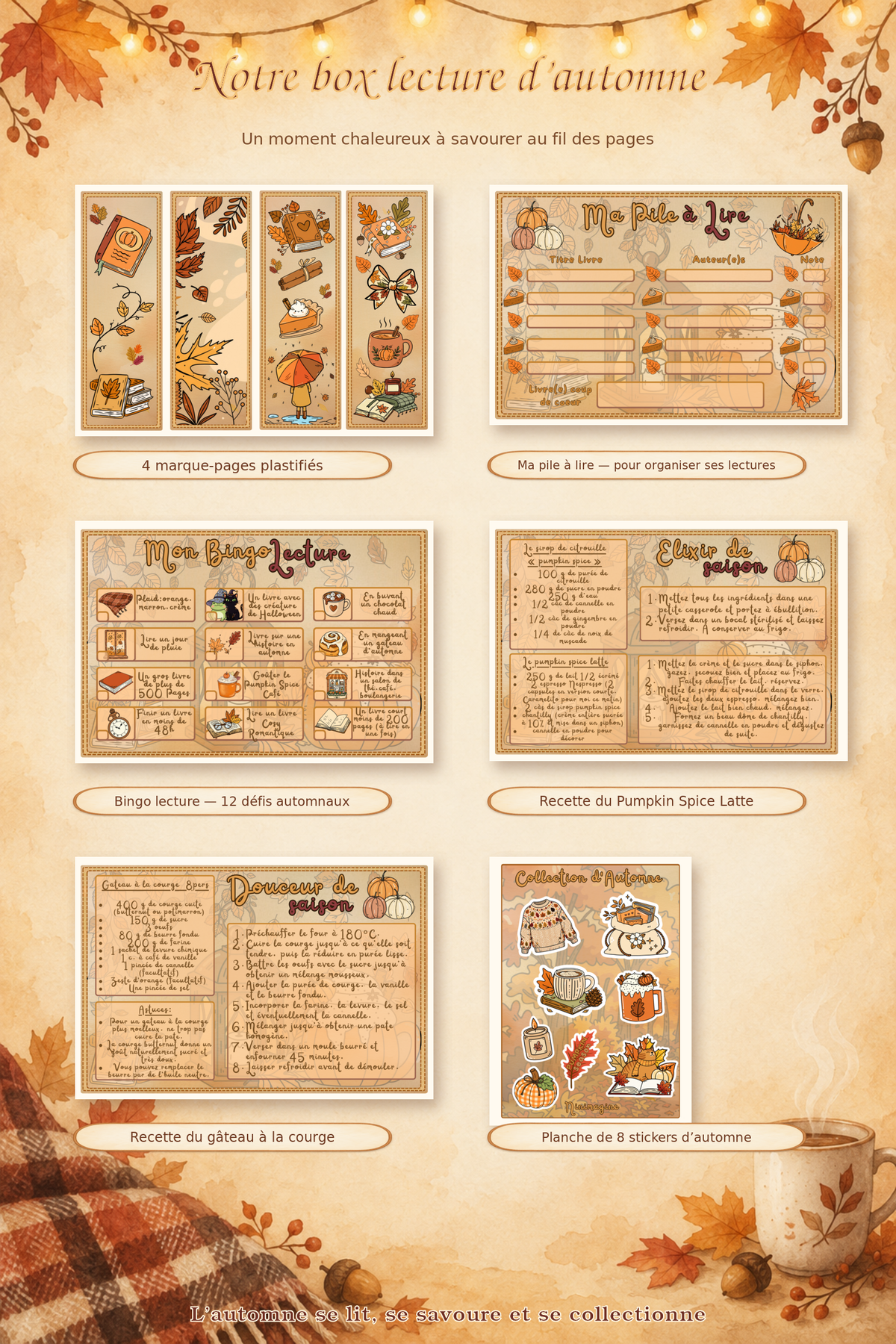 Box Lecture d’Automne – Marque-pages, stickers Ninimagine