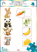 Que mange-t-il ? – Jeu d’association animaux et aliments Ninimagine
