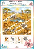 Cherche et trouve dans la savane – Observe et compte Ninimagine