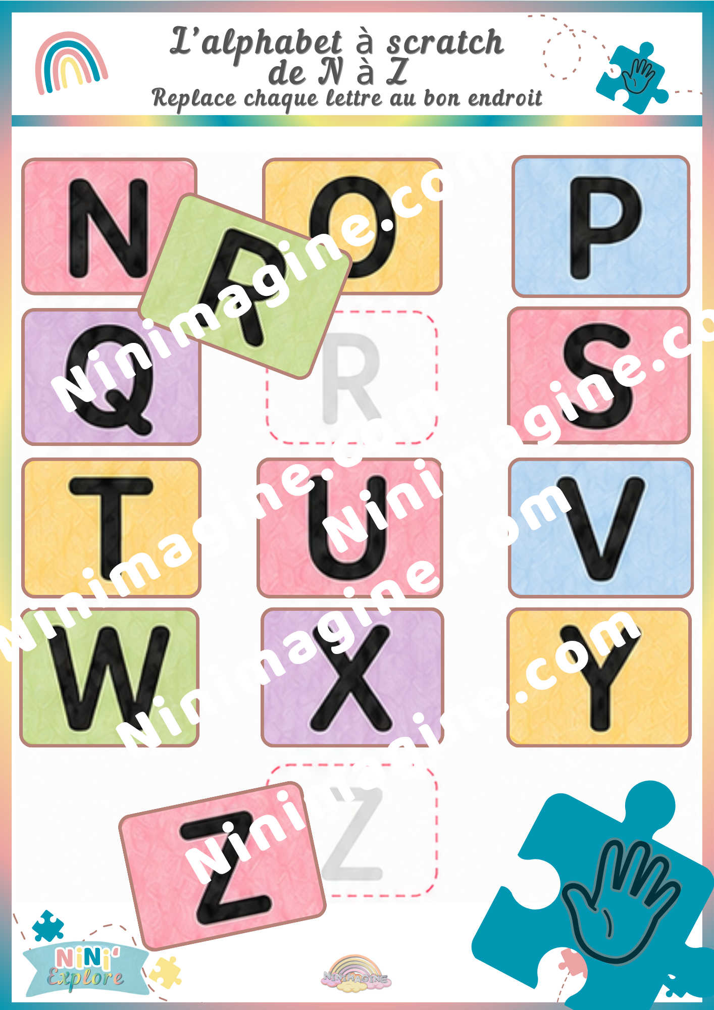 Alphabet à scratch de N à Z – Lettres majuscules Ninimagine