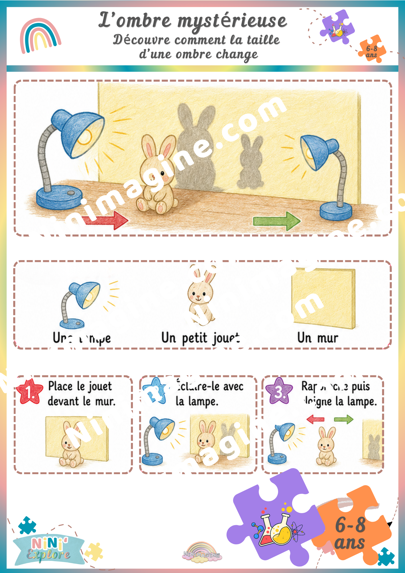L’ombre mystérieuse – Expérience scientifique 6-8 ans Ninimagine