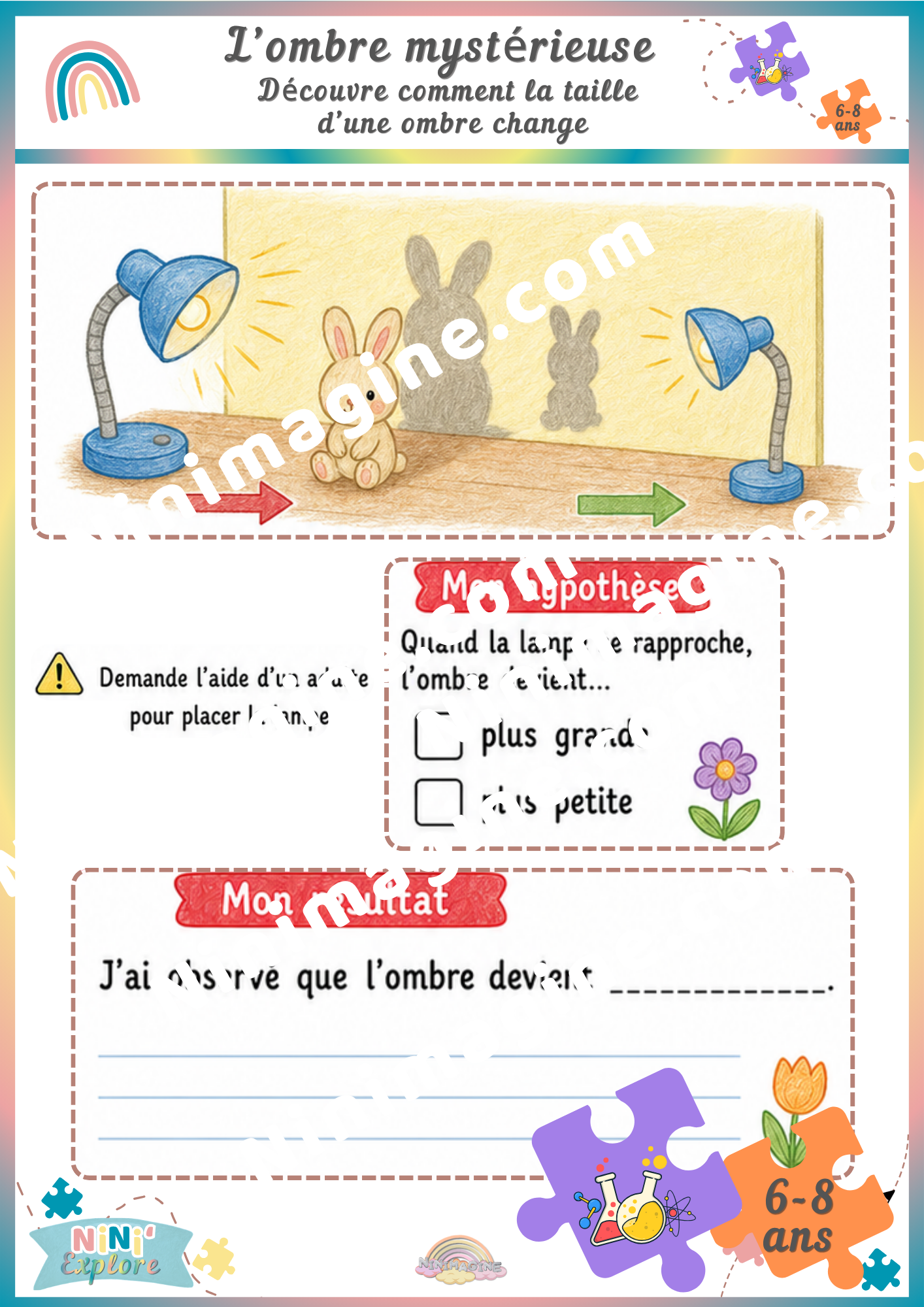 L’ombre mystérieuse – Expérience scientifique 6-8 ans Ninimagine