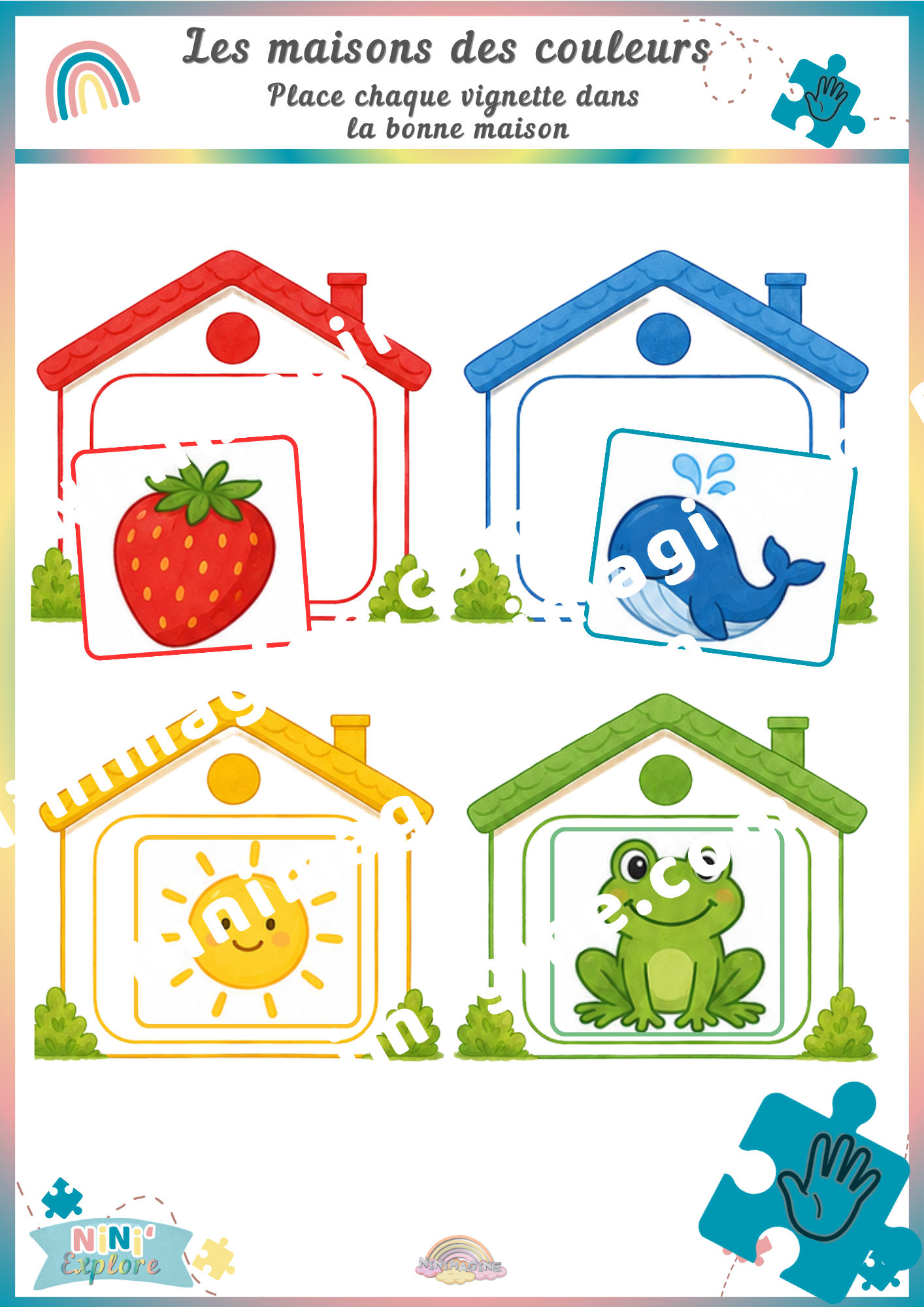 Les maisons des couleurs – Jeu de tri avec vignettes Ninimagine
