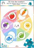 La roue des couleurs – Jeu de tri avec vignettes Ninimagine