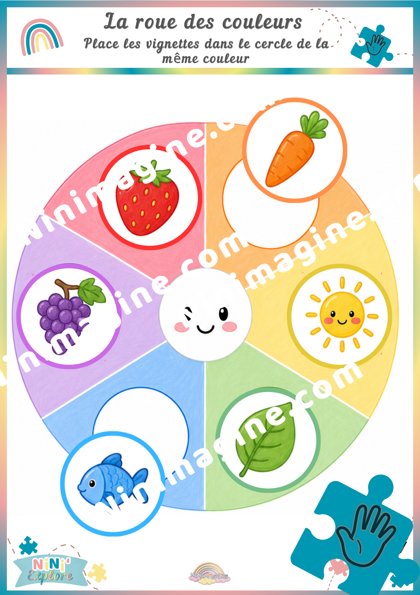 La roue des couleurs – Jeu de tri avec vignettes Ninimagine
