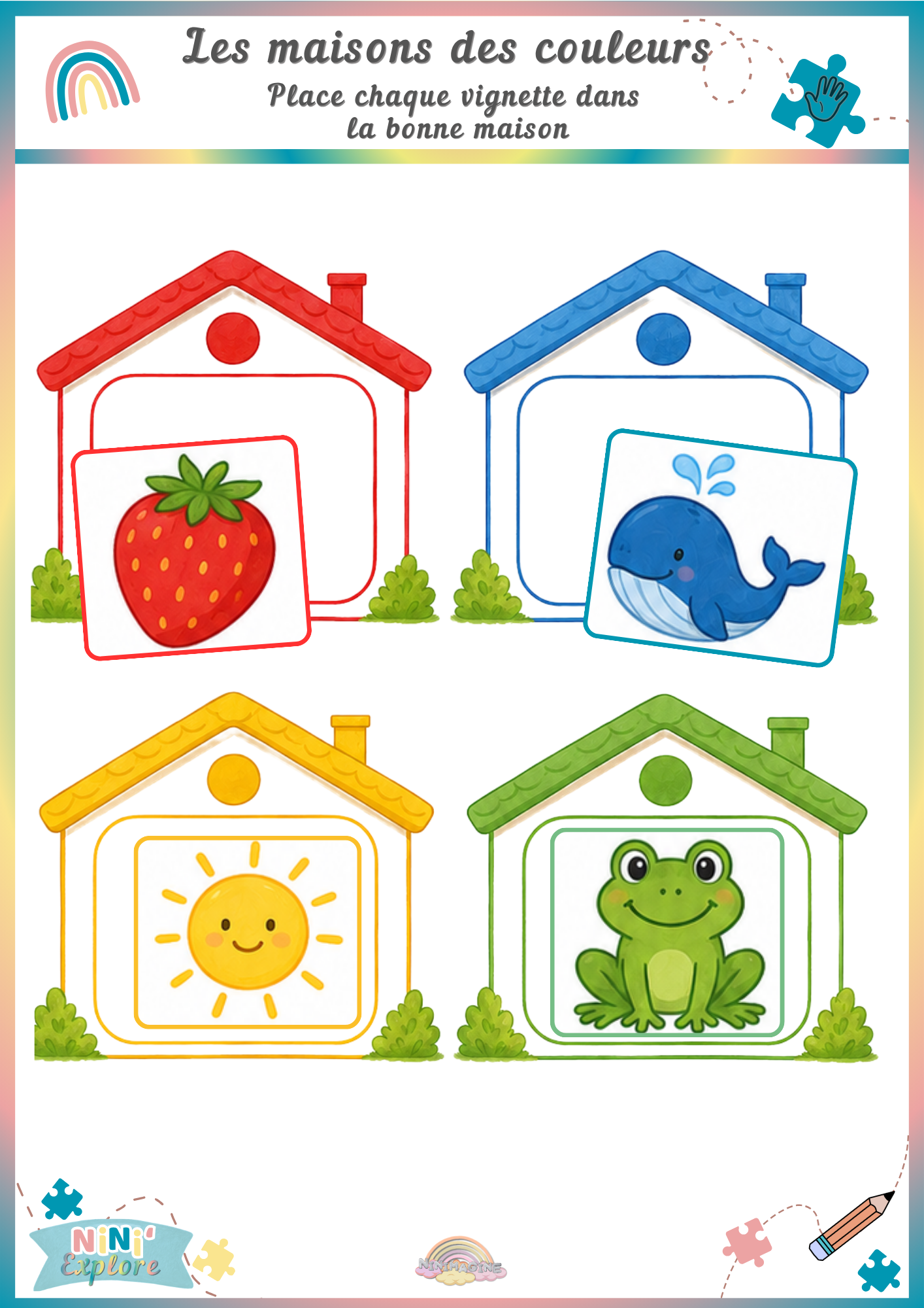 Les maisons des couleurs – Jeu de tri avec vignettes Ninimagine