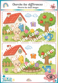 Cherche les différences – Le lapin dans le jardin Ninimagine