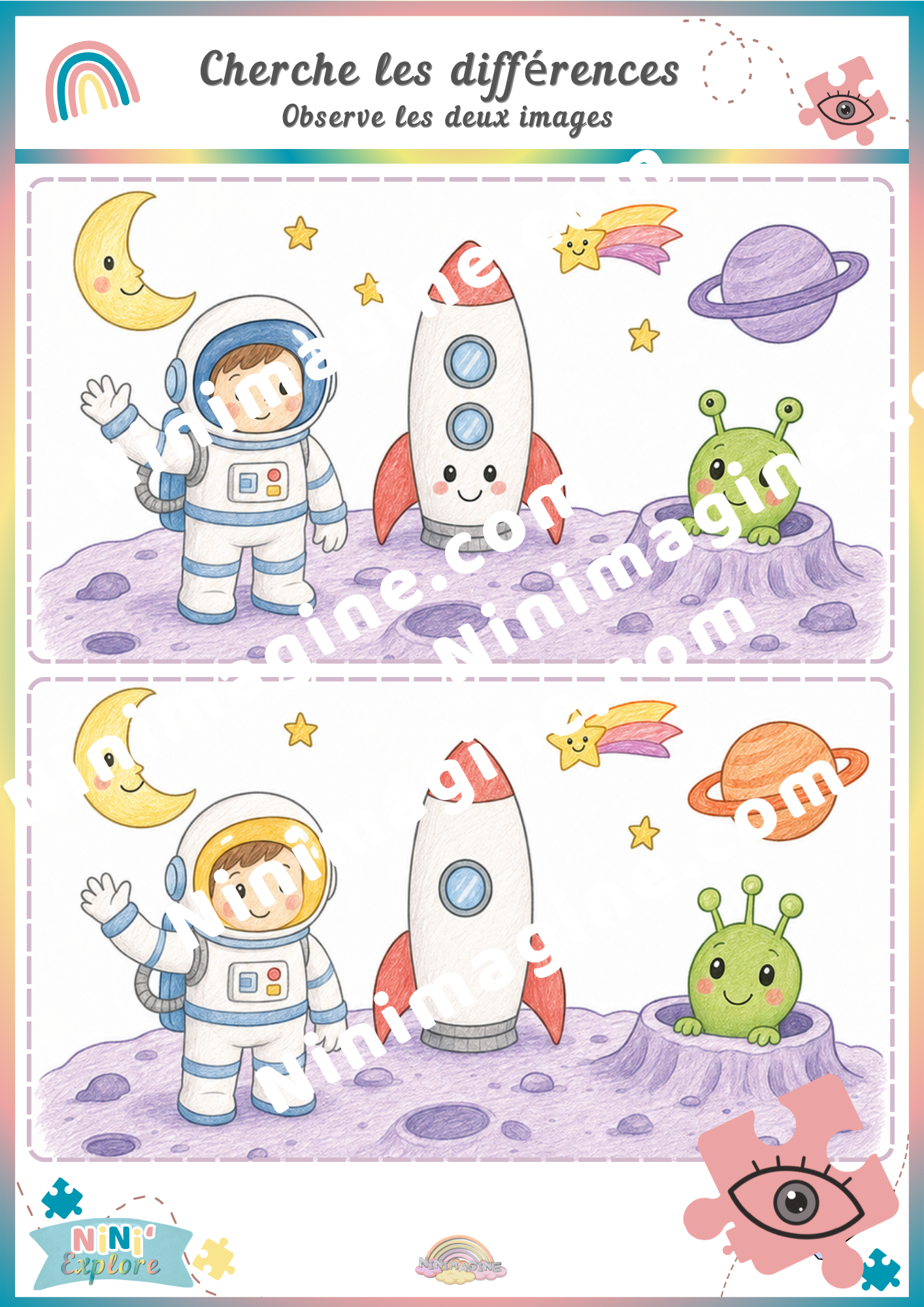 Cherche les différences – Mission sur la Lune Ninimagine