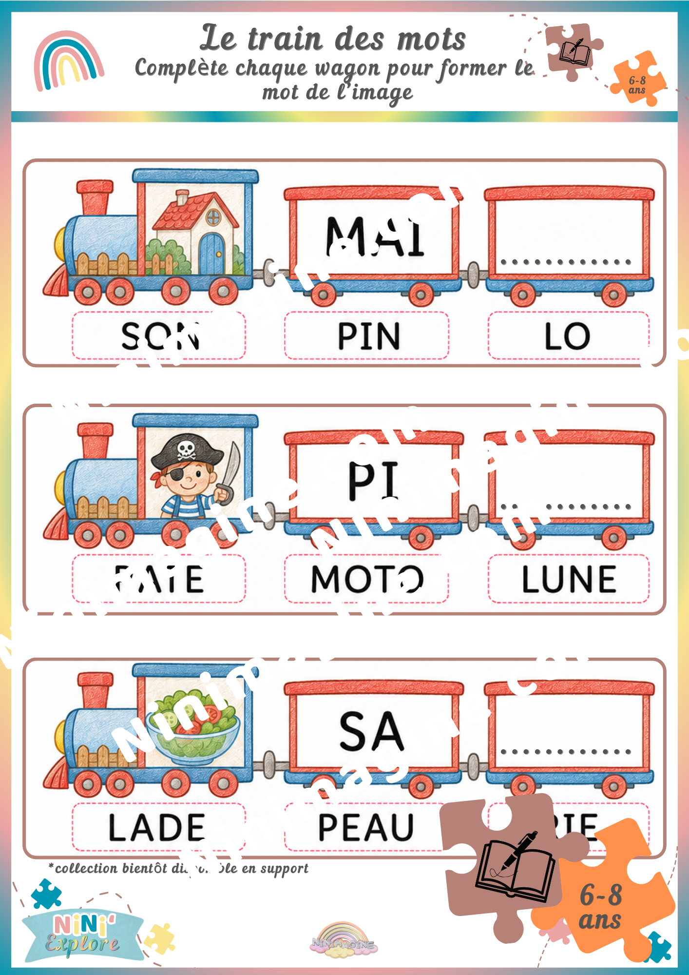 Le train des mots – Jeu de mot à compléter Ninimagine