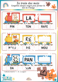 Le train des mots – Jeu de mot à compléter Ninimagine