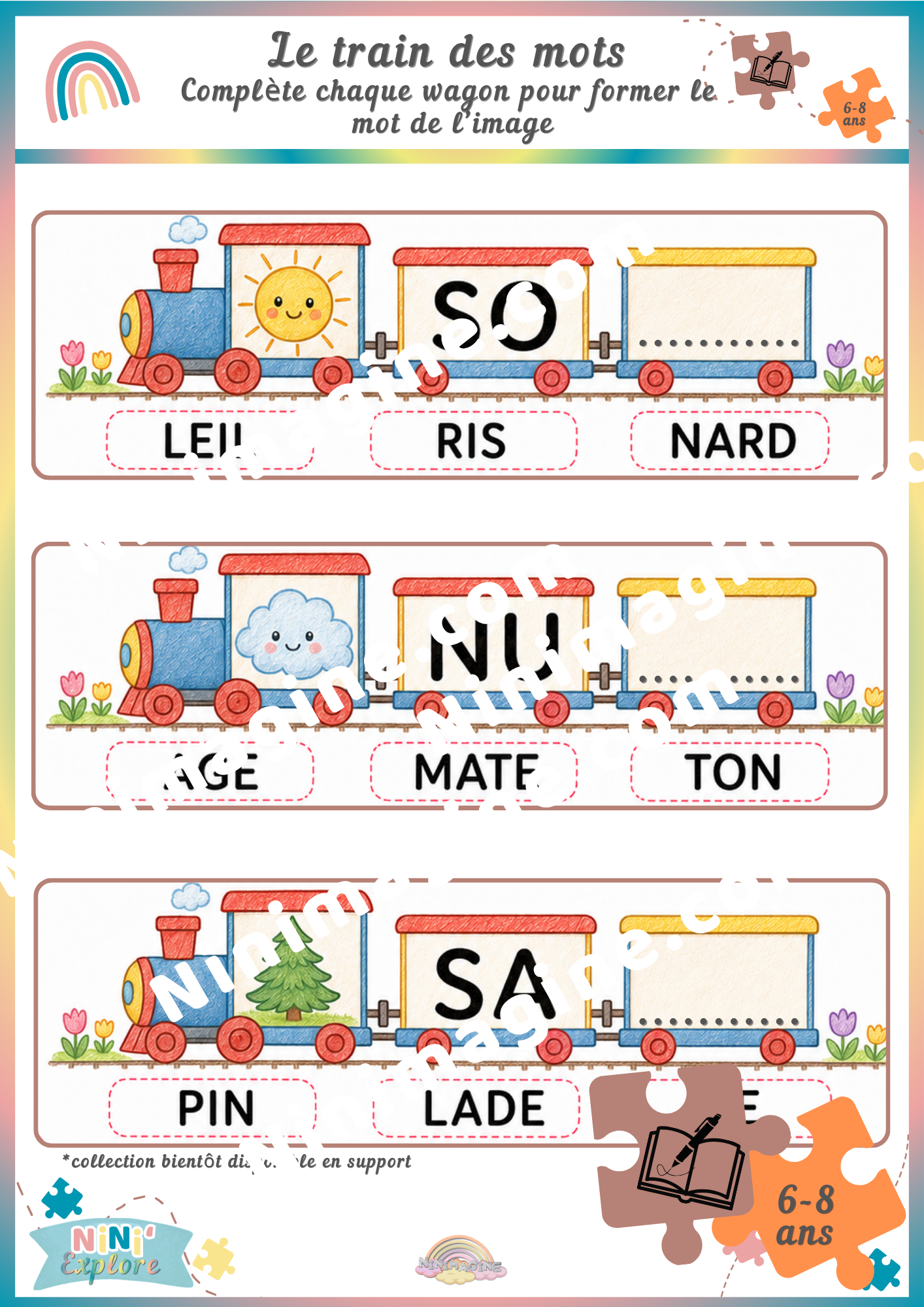 Le train des mots – Jeu de mot à compléter Ninimagine