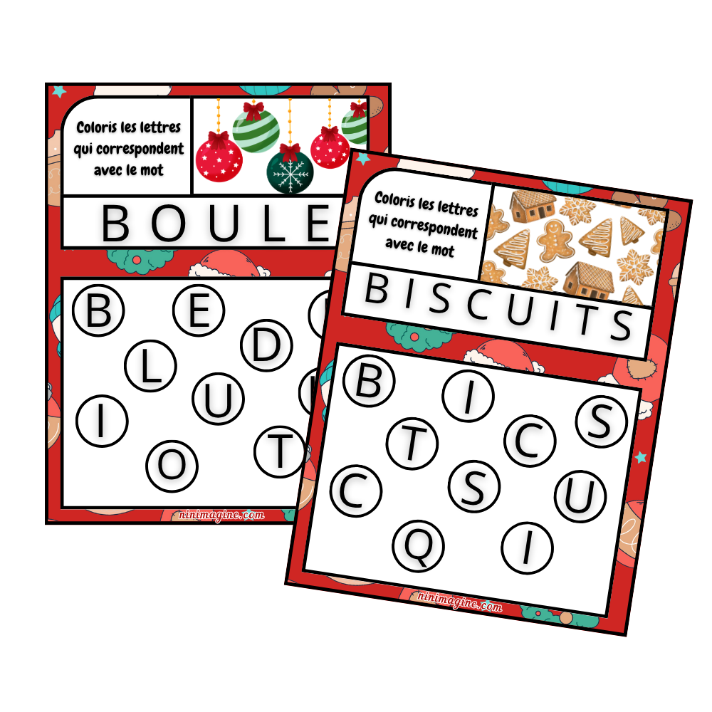 🎁Je coloris les lettres de Noël Ninimagine