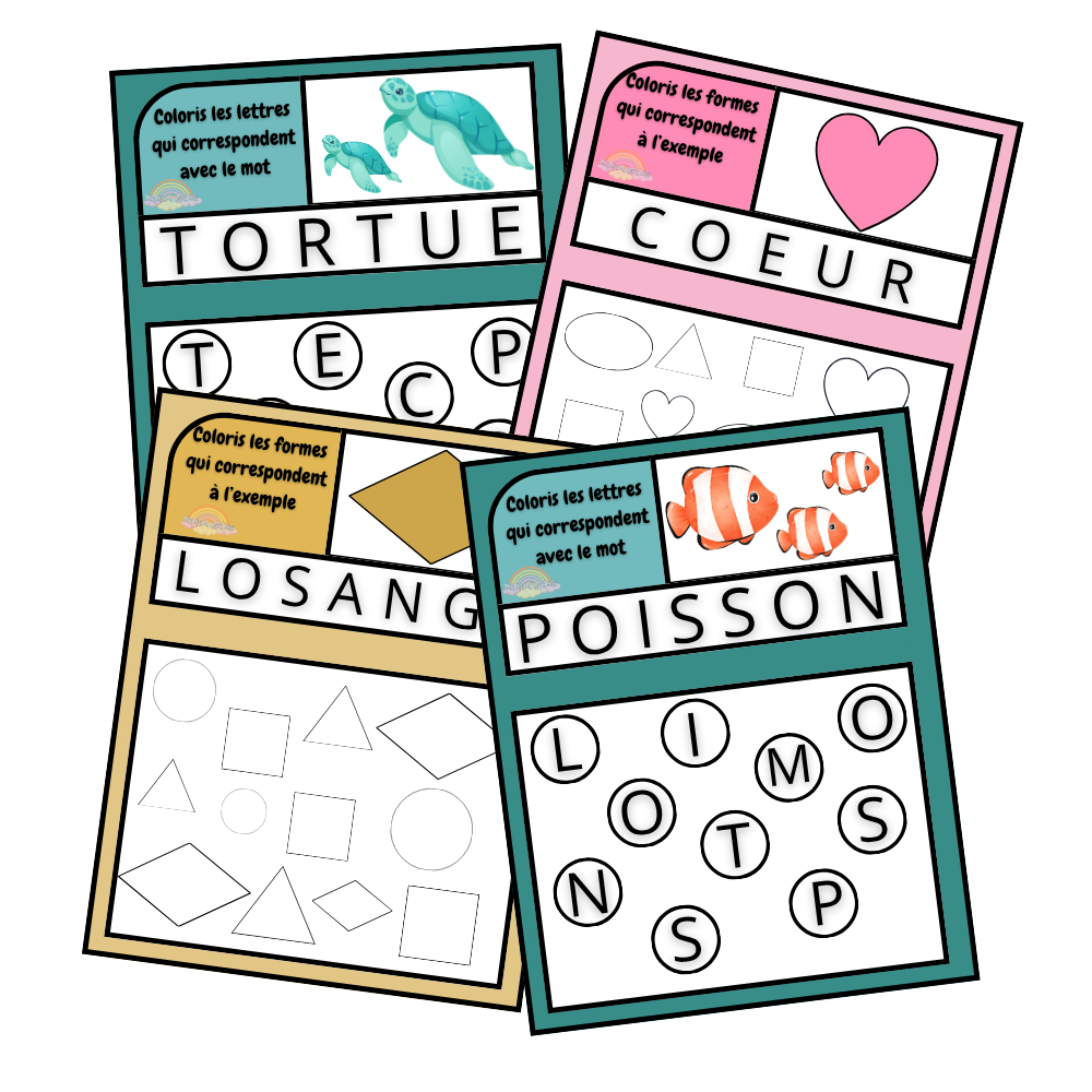 🟨 Je coloris les formes ou les Animaux🟡 Ninimagine