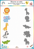 Observe et relie – Les animaux et leurs ombres Ninimagine