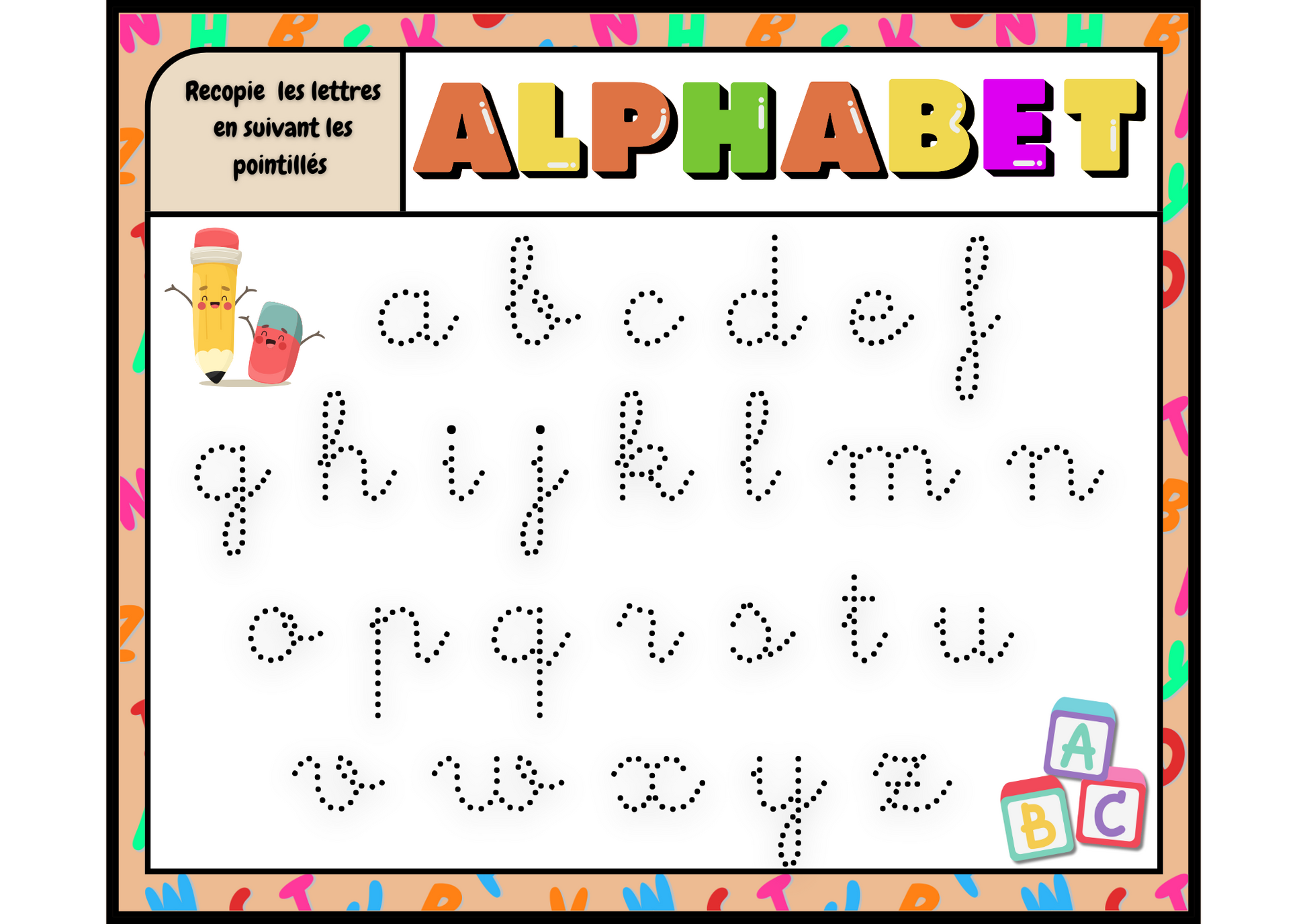 📝Tableau d’Écriture Reutilisable : Alphabet📝 PDF Ninimagine