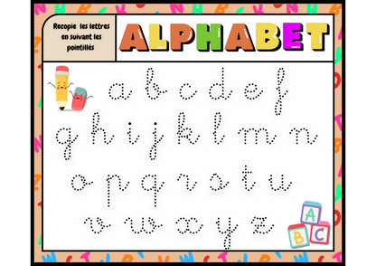 📝Tableau d’Écriture Reutilisable : Alphabet📝 PDF Ninimagine
