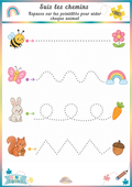 Fiche de graphisme maternelle – Suis les chemins Ninimagine