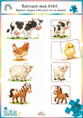Retrouve mon bébé – Jeu des animaux de la ferme Ninimagine