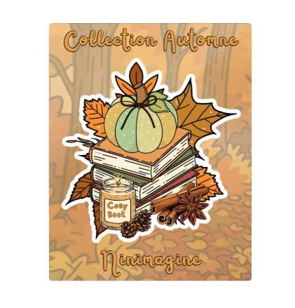 Stickers automne cosy – Livres, citrouilles et ambiance cocooning Ninimagine