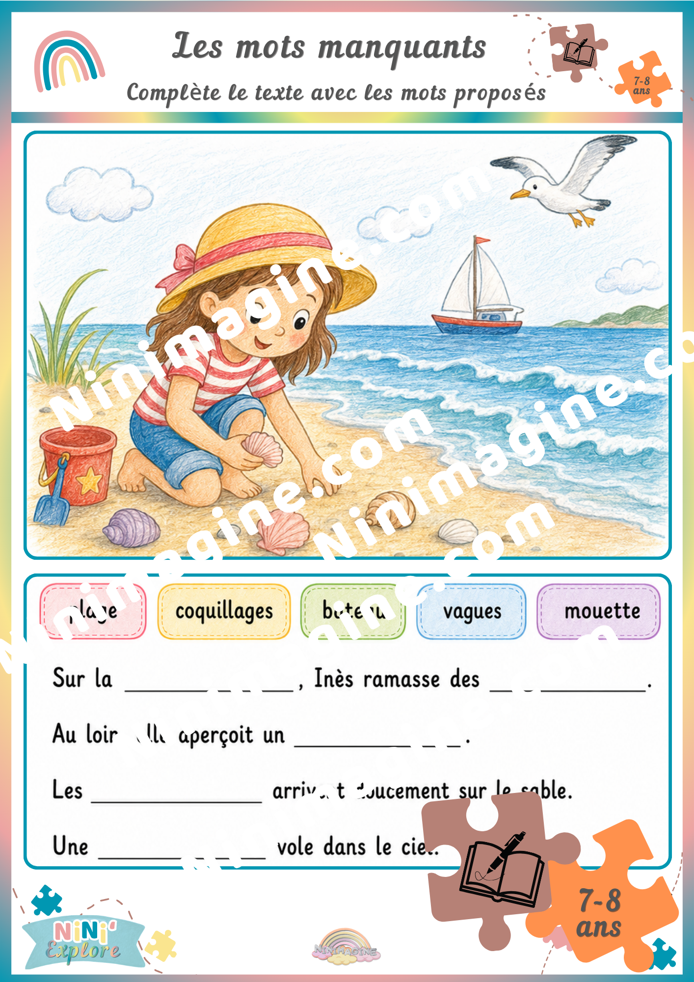 Les mots manquants – Une journée à la plage Ninimagine