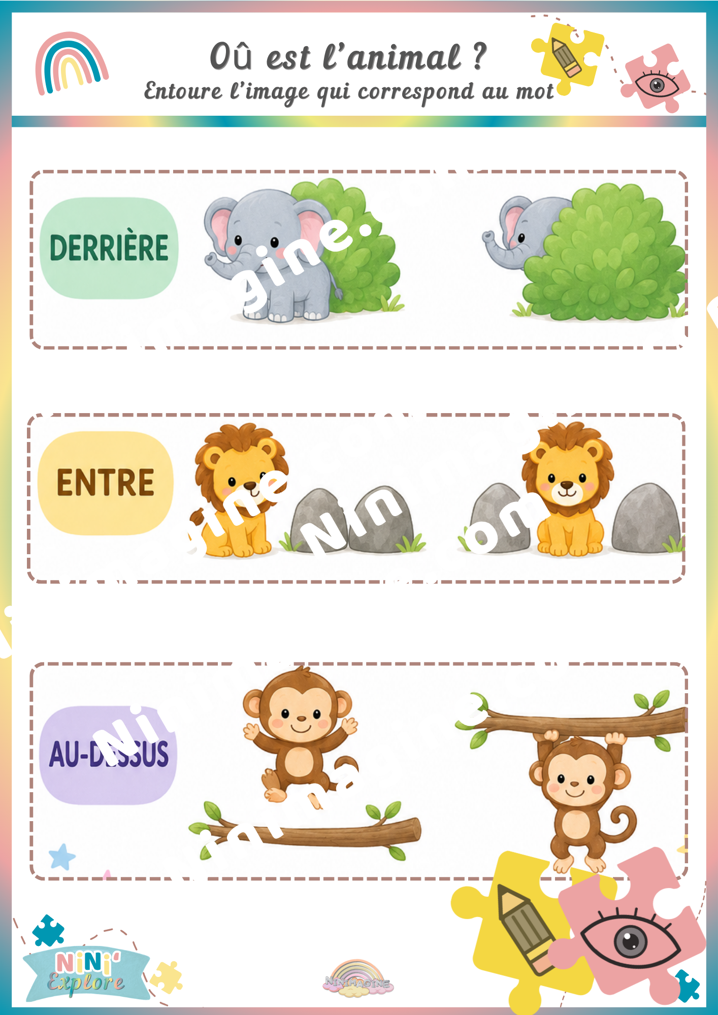 Où est l’animal ? – Derrière, entre et au-dessus Ninimagine